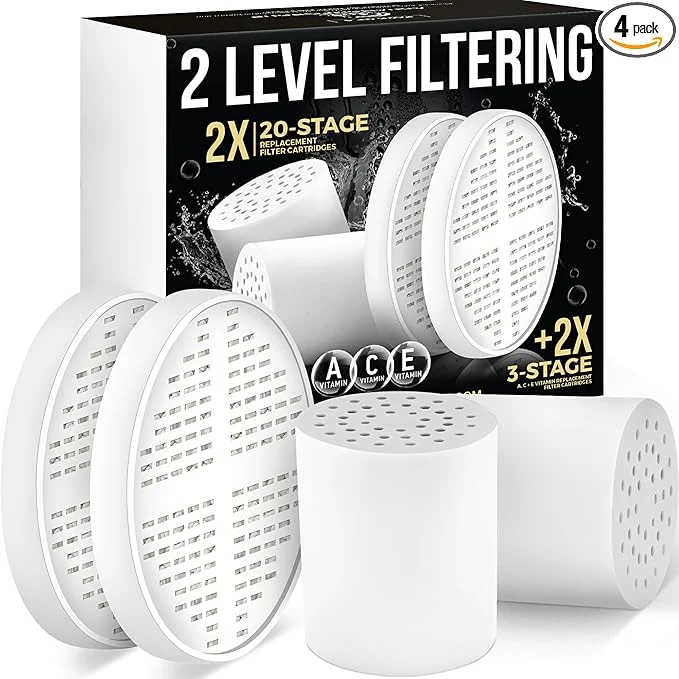 Detailed AquaHomeGroup 20 Stage Vitamin C E and A Shower Filter Cartridge Bundle 2-Pack Official