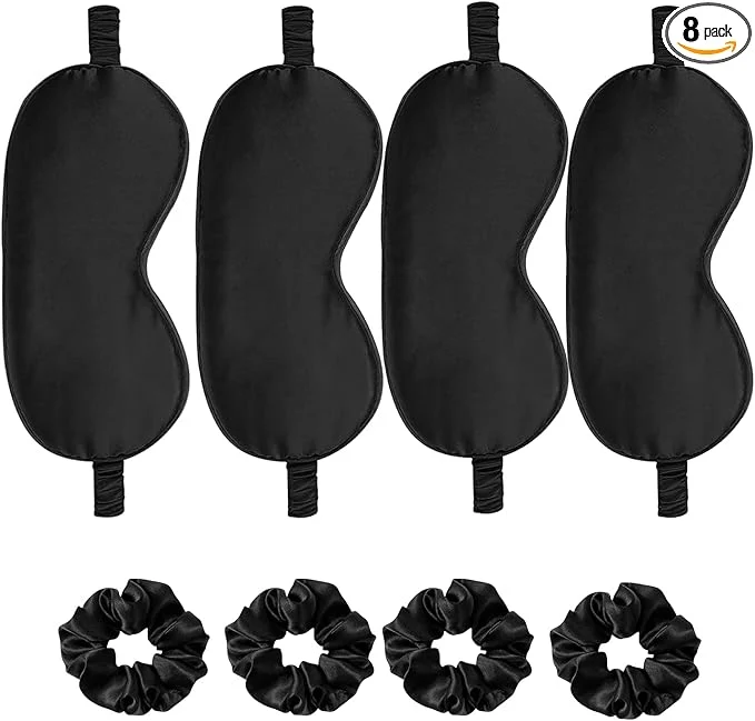 Professional Satin Eye Mask 8Pcs Silk Sleep Masks Silky Blindfold Eyeshade Blackout Eyes Durable