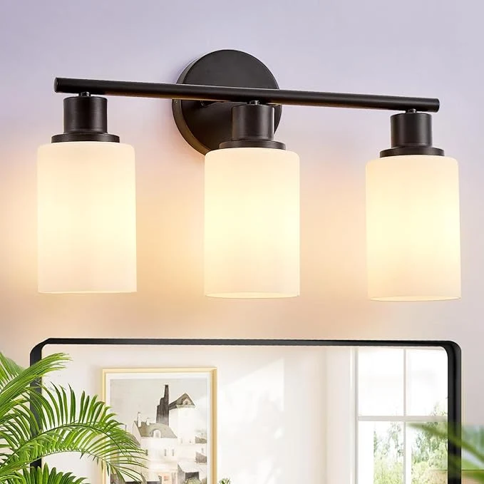 Fashionable DLLT 3-Light Bathroom Light Fixtures Black Modern Vanity Lights Fine