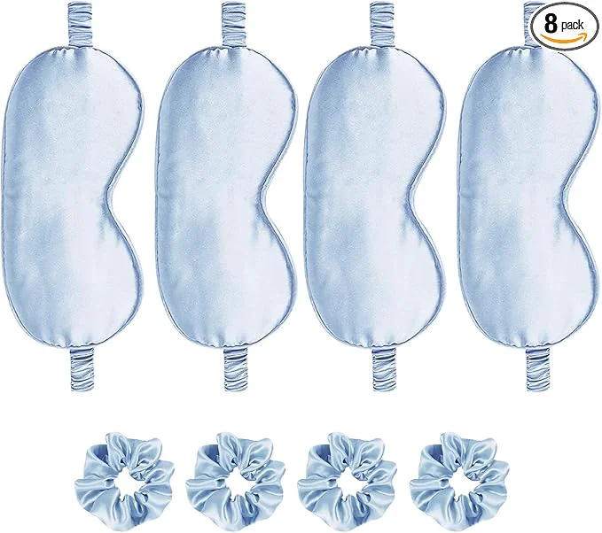 Eco-Friendly Satin Eye Mask 8Pcs Silk Sleep Masks Silky Blindfold Eyeshade Blackout Eyes Easy-to-Use