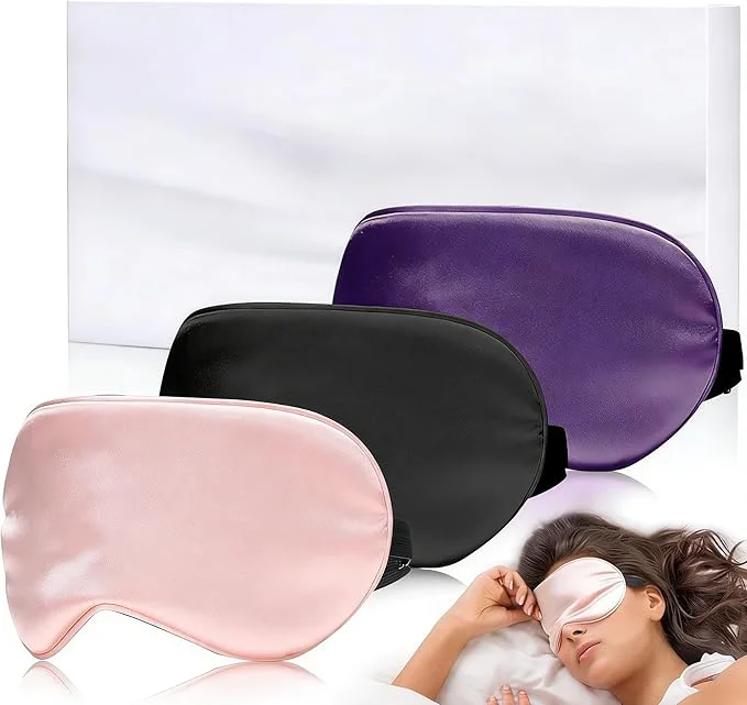 Expertly Made Eye Mask for Sleeping 3 Pack Silk Sleep Masks for Women Men-Blindfold for Classic