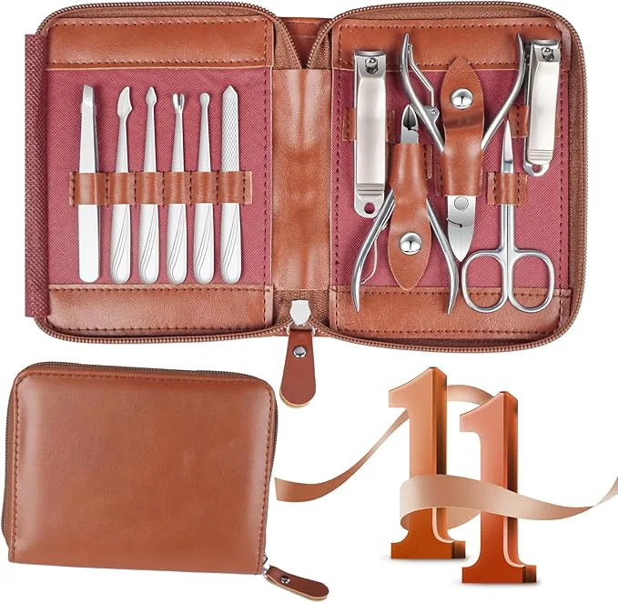 Unique Manicure Set 11 in 1 Stainless Steel Nail Clippers Flexible