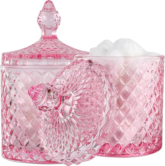 Functional rejomiik 2 Pack Qtip Holder Glass Apothecary Jars Versatile