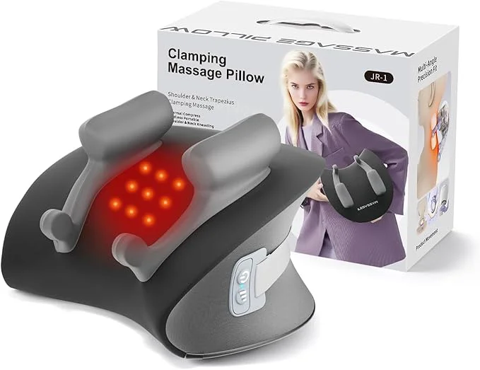 Verified Shiatsu Neck Massager with Heat Cordless Portable Cervical Traction Device Casual