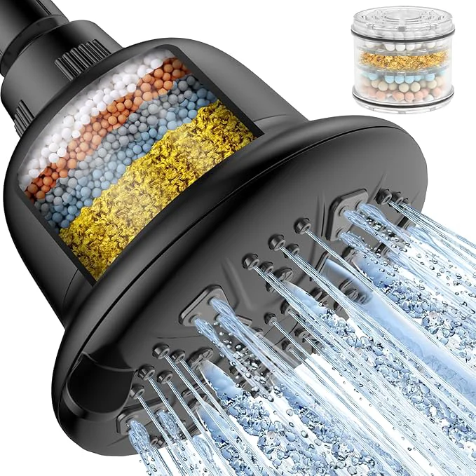 High-Quality MakeFit Filtered Shower Head Matte Black- High Pressure Shower Head Organic