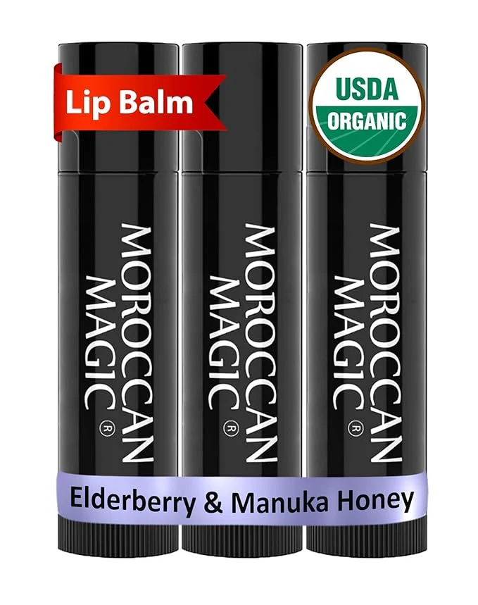 Responsible Moroccan Organic Elderberry Manuka Honey Lip Balm 3 Pack Selected