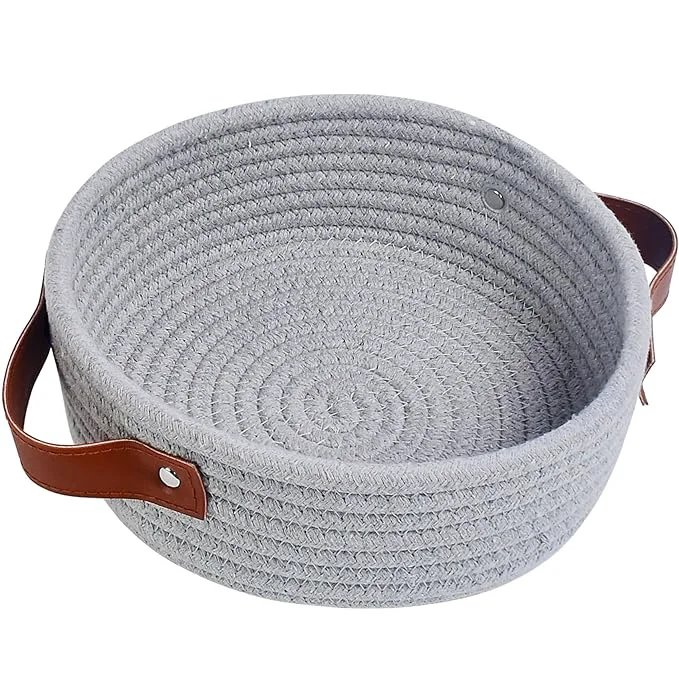 Prestigious ABenkle Small Storage Basket Mini Cotton Rope Storage Bin Cute Tiny Shelf Luxury