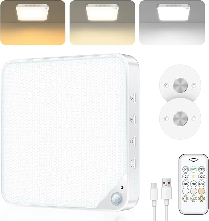 Smooth Rechargeable 6W Motion Sensor Ceiling Light Indoor Wireless Magnetic Stick on Convenient