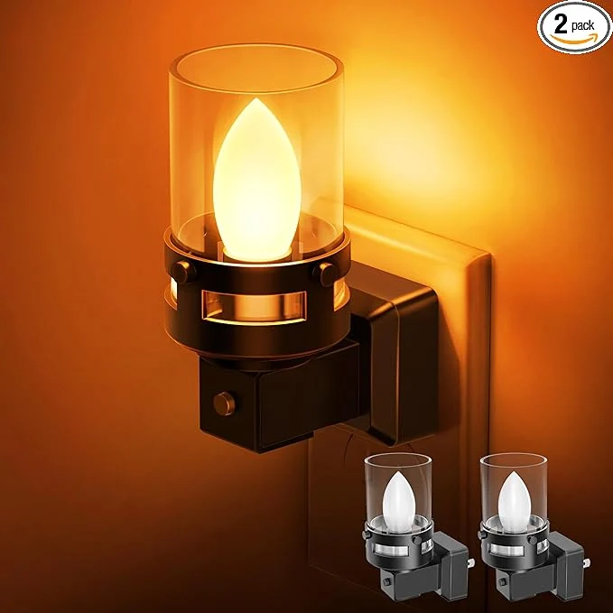 Reliable Briignite Candle Night Light Plug in Amber Night Lights Plug into Wall Modern