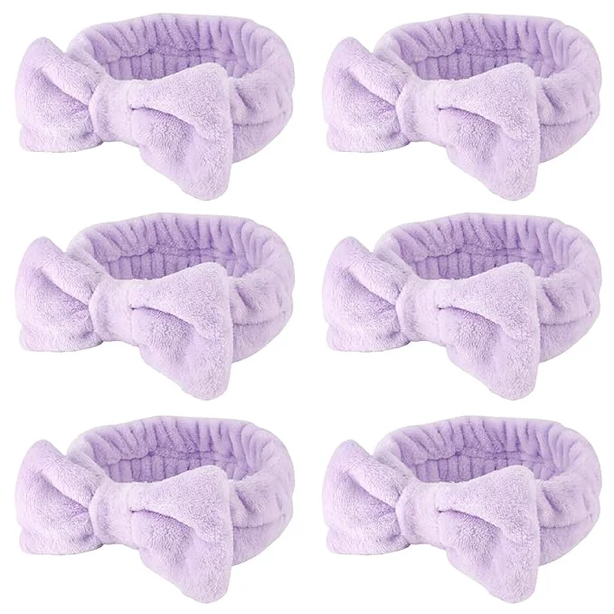 Modern WHAVEL 6 Pack Purple Spa Microfiber Bow Headbands Lightweight