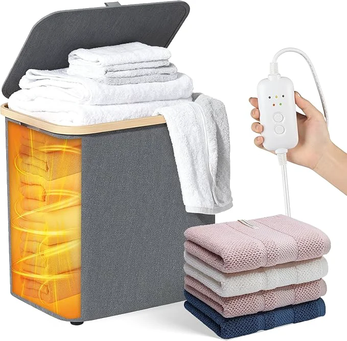 Secure 35L Large Towel Warmer 46L Laundry Basket 2-in-1 Innovative Design Foldable Clean