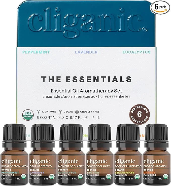 Refined Cliganic Organic Aromatherapy Essential Oils Set Pure Natural Excellent