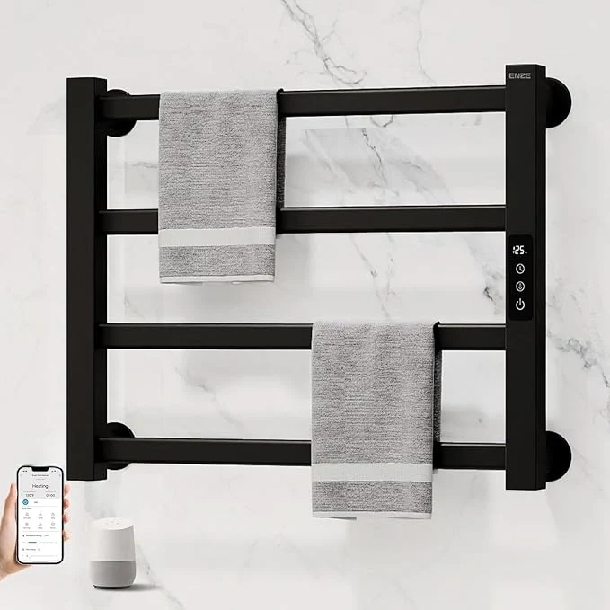 Smooth ENZE Smart Heated Towel Rack 4-Bar Wall-Mounted Electric Towel Warmer 115W Versatile