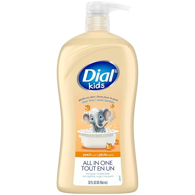 Durable Dial Kids All-in-1 Body Hair Bubble Bath Peach Scent 32 Fl Oz World-Class