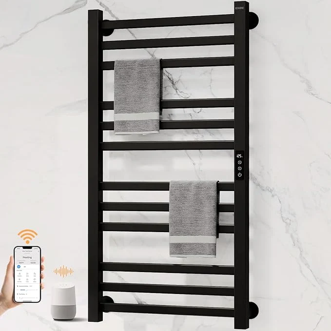 Traditional ENZE Smart Heated Towel Rack 12-Bar Wall-Mounted Electric Towel Warmer 320W Fine Crafted