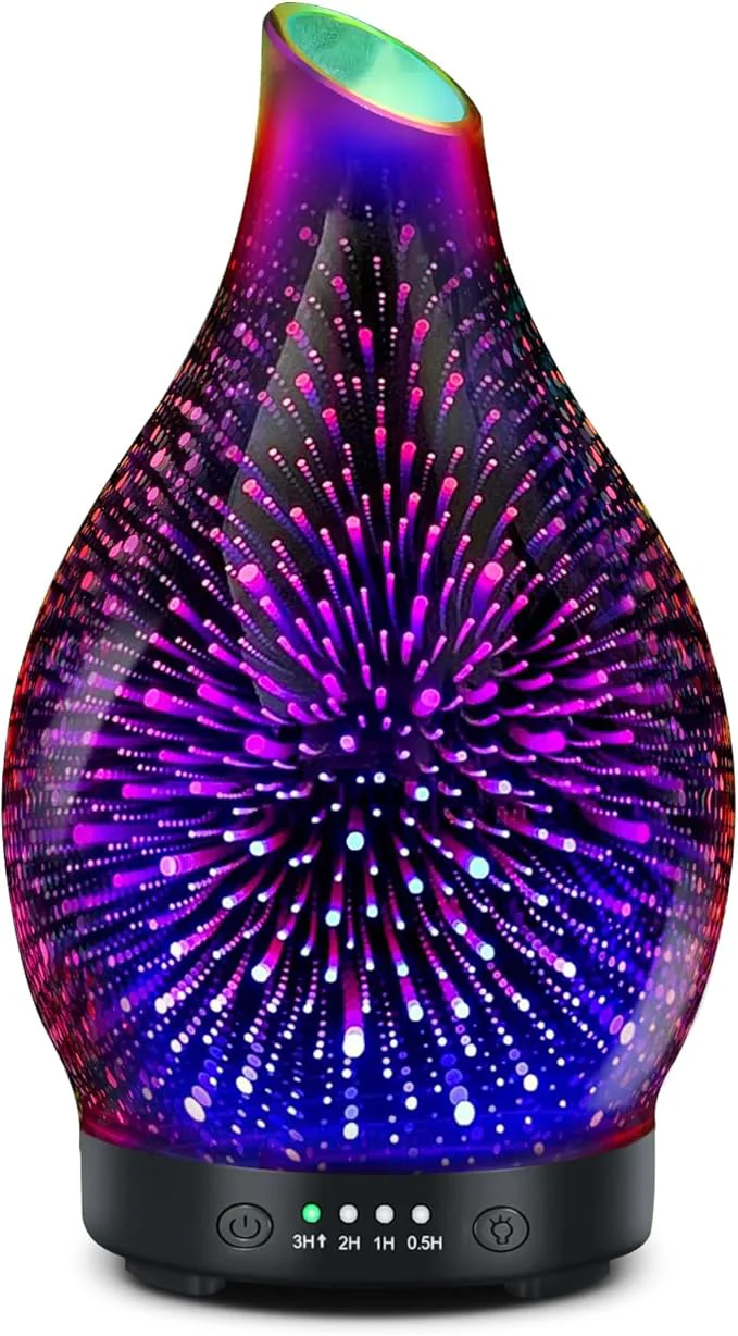 Pure Essential Oil Diffuser 150ML -3D Firework Glass Aromatherapy Diffusers Effective