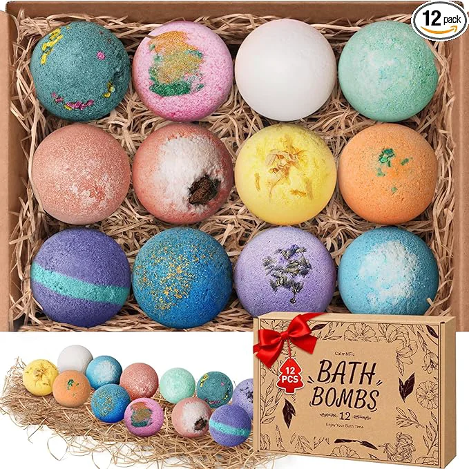 Green CalmNfiz Bath Bombs for Women Natural Bubble Bathbombs Selected