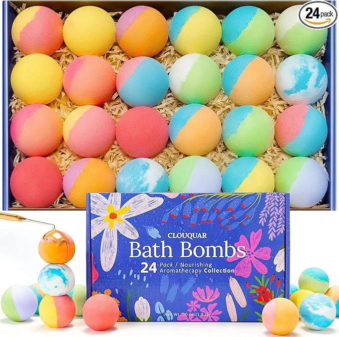 Eco-Friendly Hemp Oil Bath Bombs Women Gift Set 24 Pack Natural Bubble Bath Spa Kit Quality