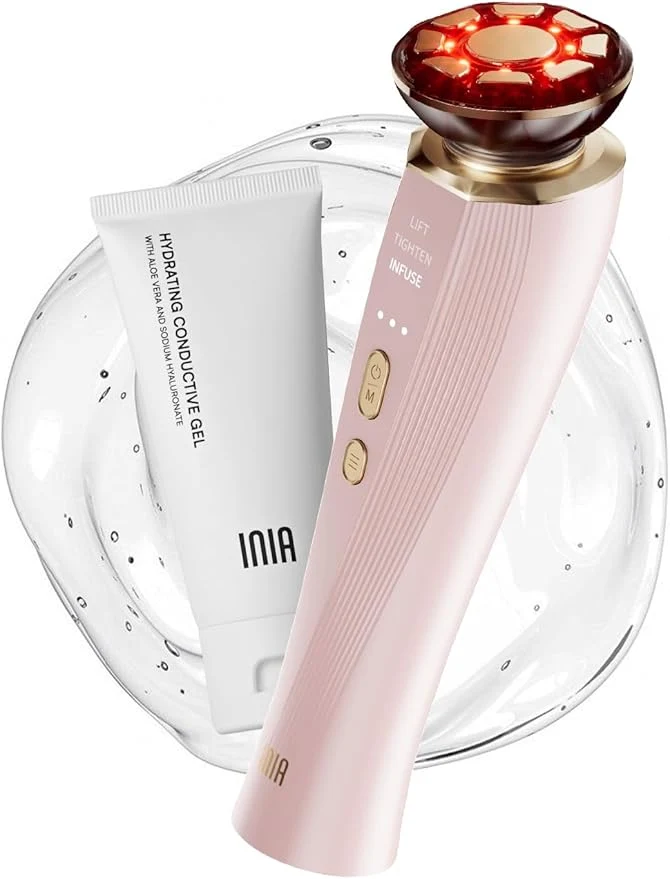 Convenient INIA 3-in-1 Red Light Therapy for Face and Neck Beauty Device for Puffiness Smooth