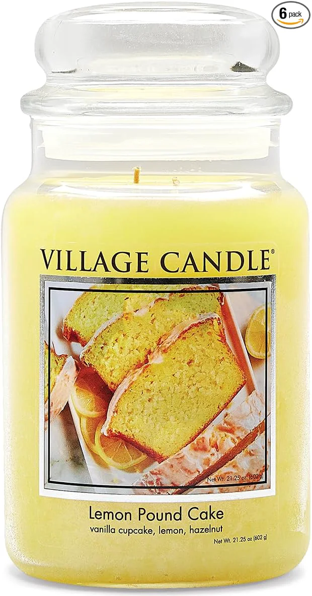 Refined Village Candle Lemon Pound Cake Large Glass Apothecary Jar Scented Candle Sustainable