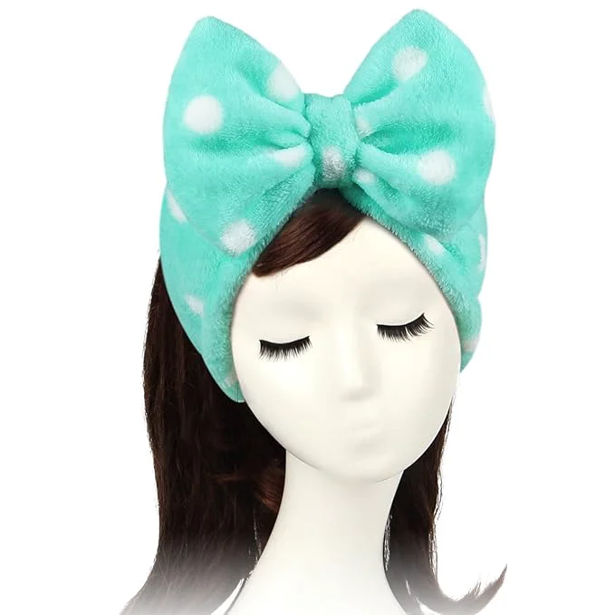 Stylish Shintop Sweet Super Soft Caroset Polka Dots Wash Cosmetic Headband Hairlace Pure