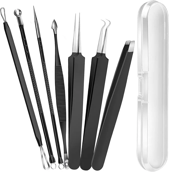 Convenient Teenitor Blackhead Remover Tools Pimple Popper Tool Kit Ingrown Hair Tweezers Minimalist