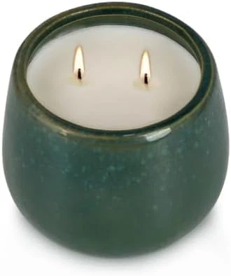 Expertly Made 1 Pack Soy Wax Green Ceramic 2-Wick Outdoor Citronella Candles– Long Burning Long-Lasting