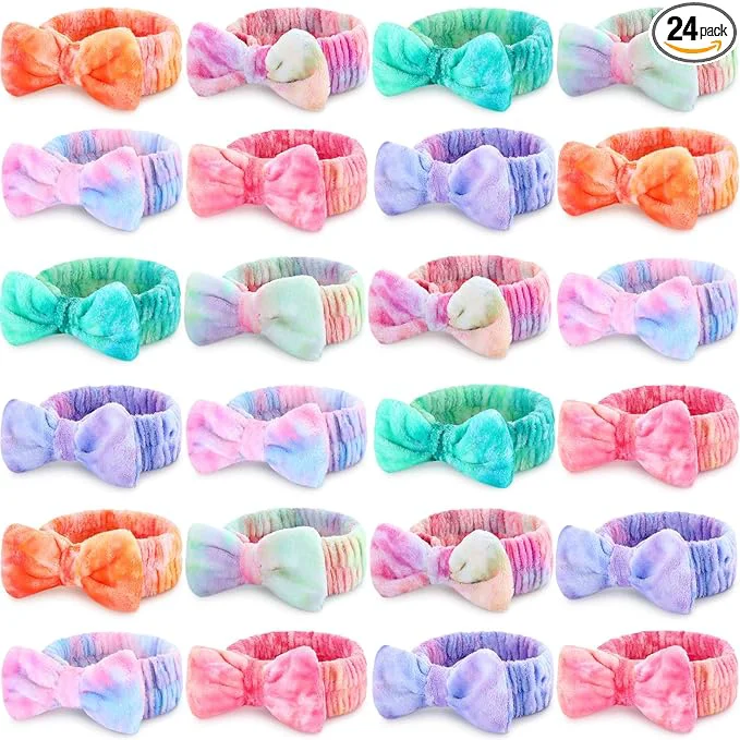 Prestigious Riceshoot 24 Pieces Spa Headband Skincare Microfiber Tie Dye Headband Elastic Natural