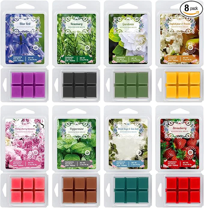 Functional 8 Natural Soy Wax fire- Aromatherapy Cube Gift Box containing 8 Kinds of Contemporary