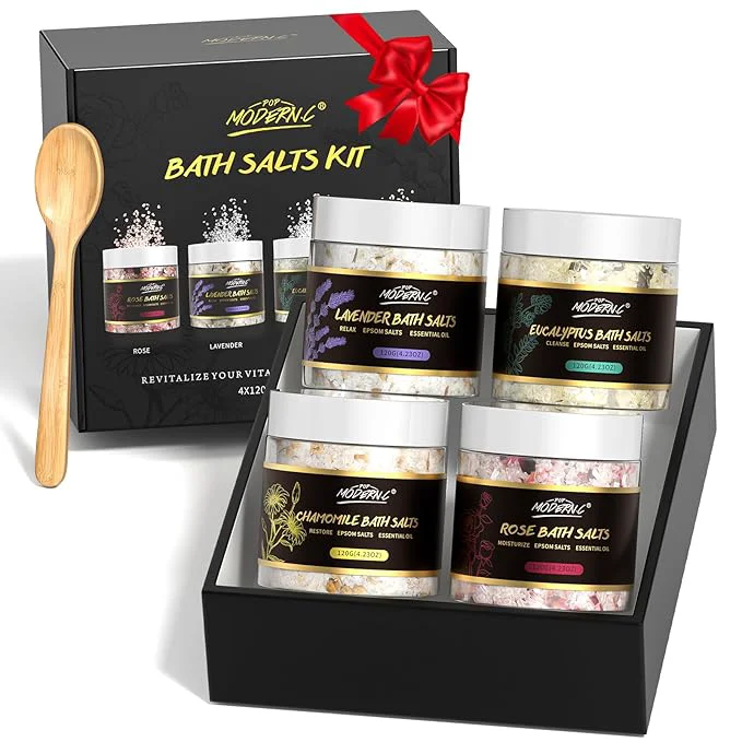 Detailed Epsom Bath Salts Gift Set for Soaking 4pcs Bath Salts High-End