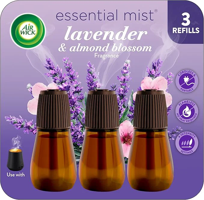 Safe Air Wick Essential Mist Refill 3 ct Lavender and Almond Blossom Essential Breathable