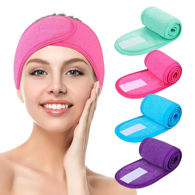 Durable Facial Spa Headbands 4pcs Makeup Shower Bath Wrap Sport Headband Terry Cloth Trendy