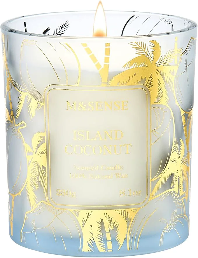 Functional M SENSE Coconut Candles 8.1oz 42-Hour Long Burning Time Naturally Scented Durable