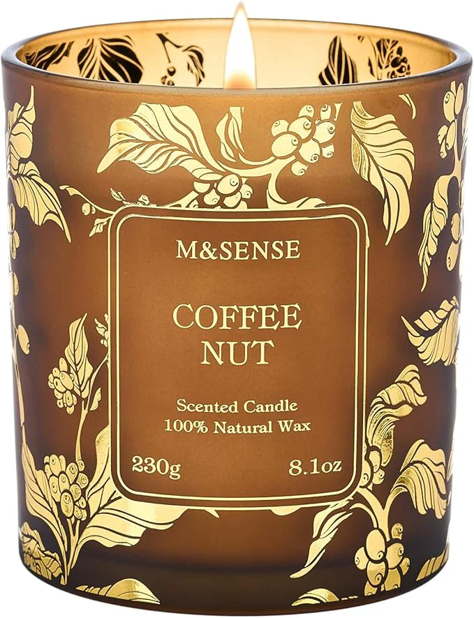 Fashionable M SENSE Coffee Nut Scented Vegan Soy Candles No Toxin Naturally Scented Authentic