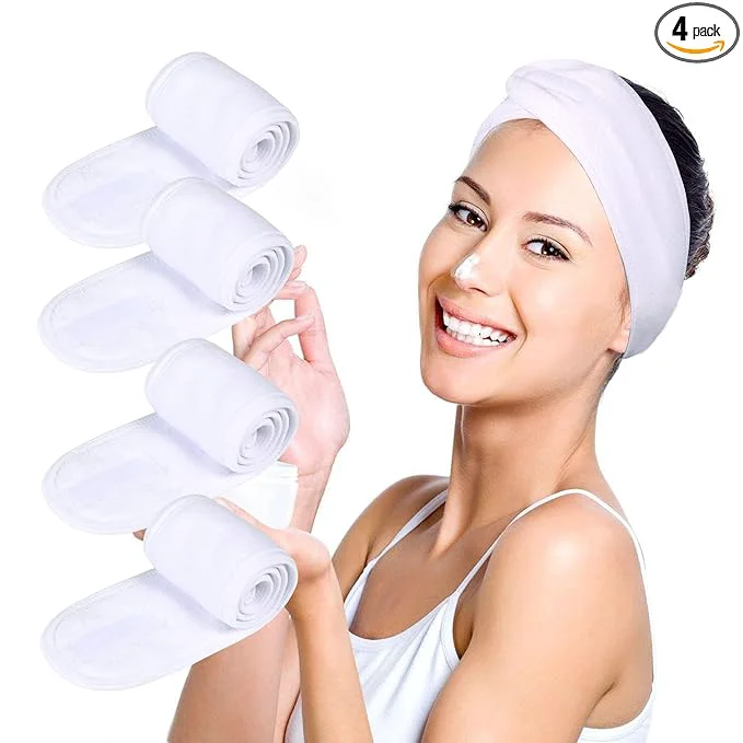 Traditional Facial Spa Headbands 4 PCS Makeup Shower Bath Wrap Sport Headband Terry Cloth Breathable