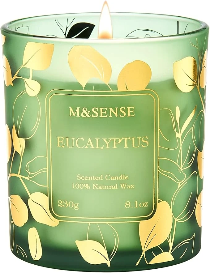Reliable M SENSE Eucalyptus Scented Vegan Soy Candles No Toxin Calming Aromatherapy Versatile