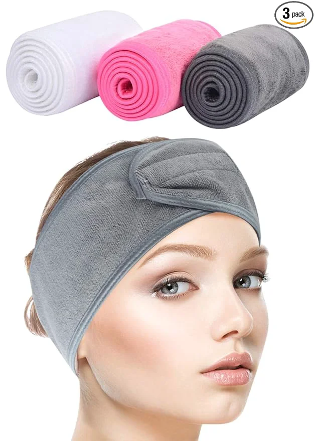 Official SINLAND Spa Headband for Women 3 Counts Adjustable Makeup Hair Band Genuine