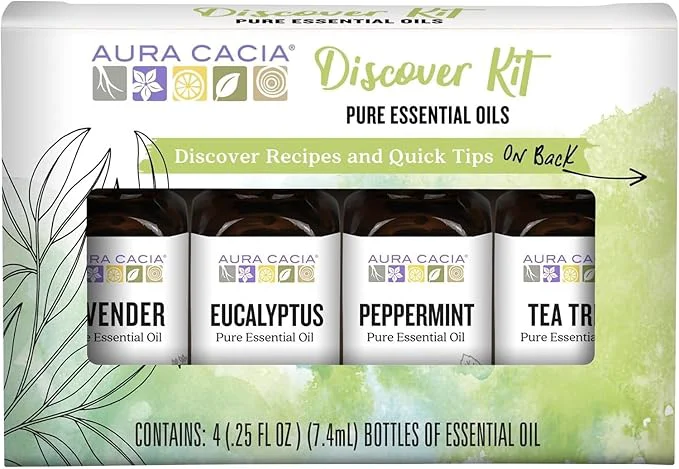 Fashionable Aura Cacia Discover Essential Oils Kit Eucalyptus Peppermint Tea Tree Oils First-Class