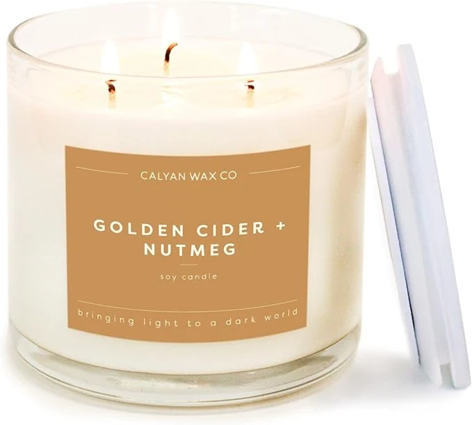Crafted Calyan Wax Co. Golden Cider Nutmeg 3 Wick Scented Candle Genuine
