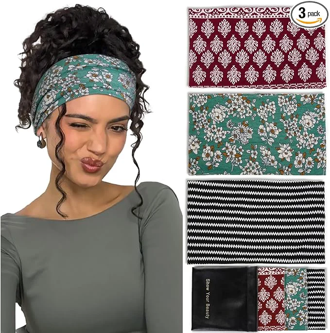 Unique Huachi Wide Headbands for Women Non Slip Thick Womens Bandana Headbands Boho User-Friendly