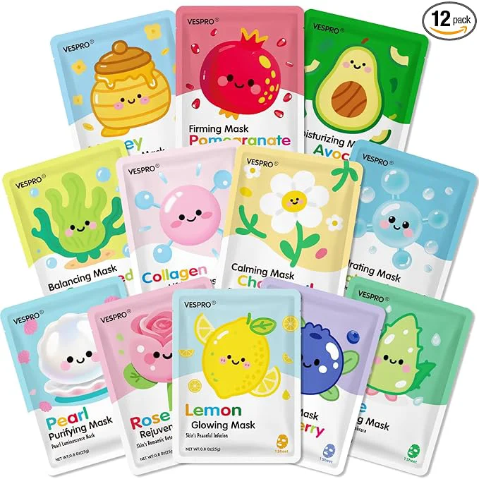 Original 12 Pack Face Masks for Women Hydrating Moisturizing Facial Mask for Skincare Premium Material