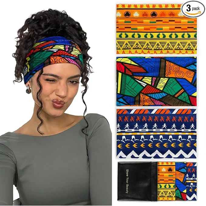 Outstanding Huachi Wide Headbands for Women Non Slip African Head Wraps for Black Women Trendy