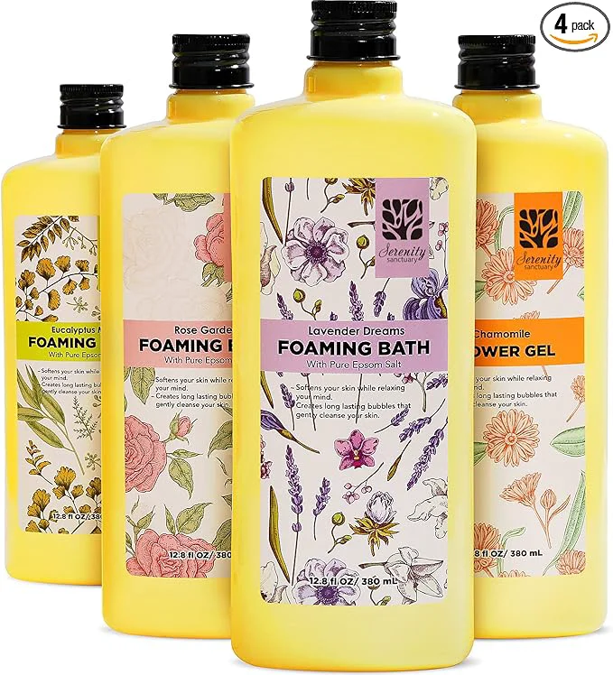 Functional Serenity Sanctuary Bubble Bath for Women Scented Gift Set for Adults 51.2 fl Recyclable