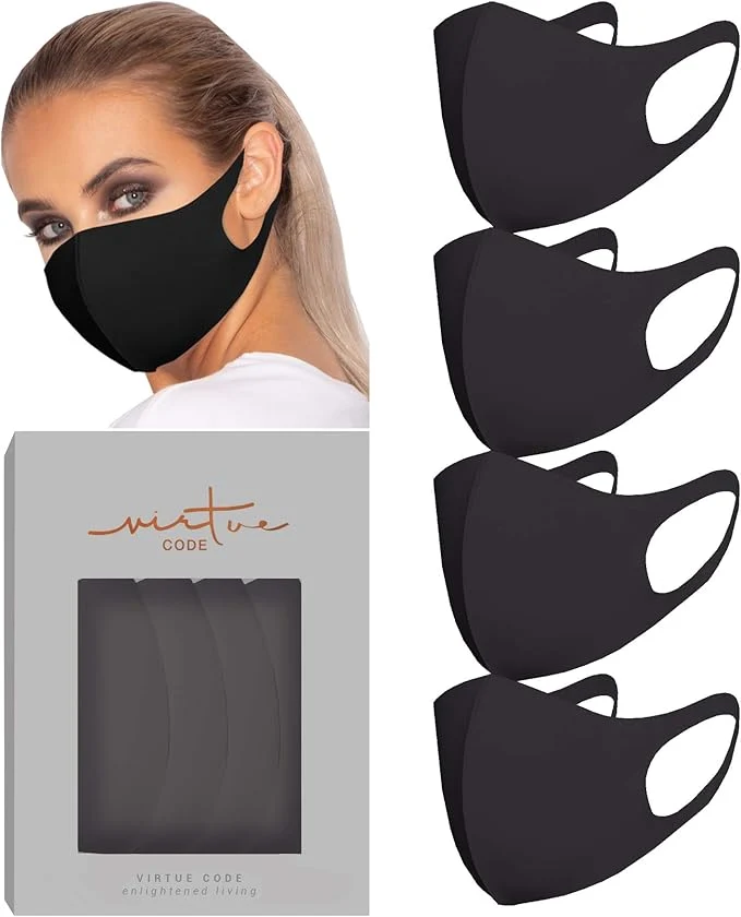 Green Virtue Code Second Skin Cloth Face Mask Pack. 4 Buttery Soft Masks Washable Comfortable