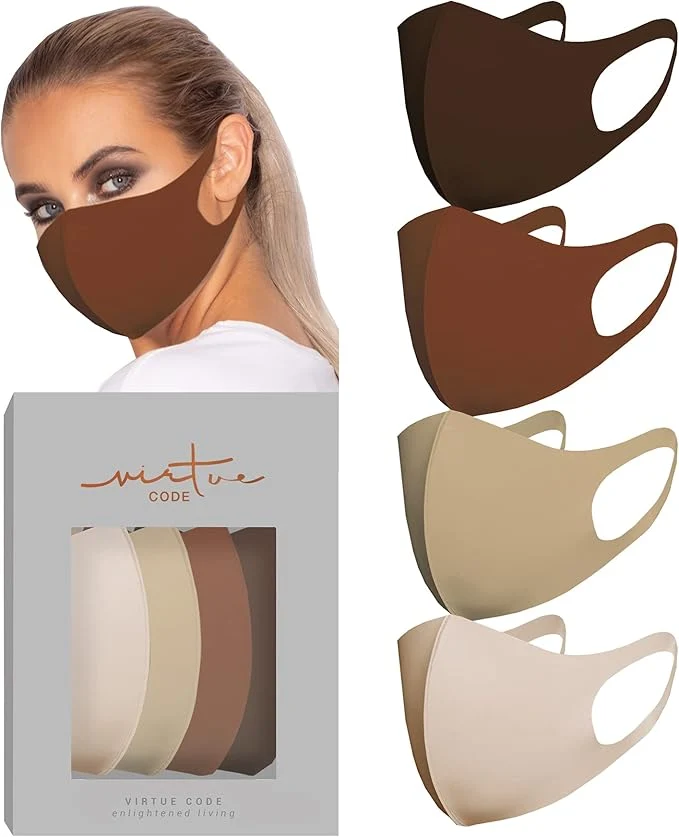 Minimalist Virtue Code Second Skin Cloth Face Mask Pack. 4 Buttery Soft Masks Washable Traditional