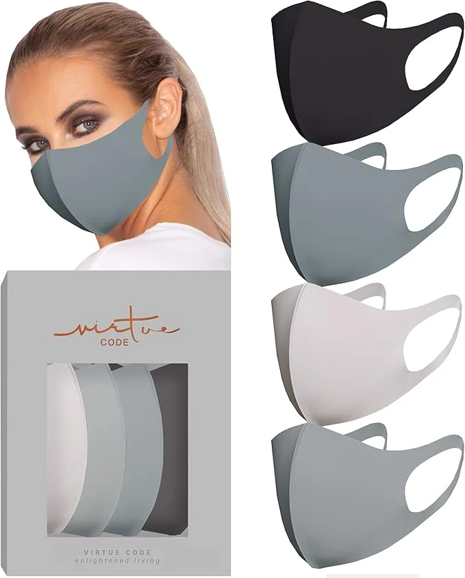 Sustainable Virtue Code Second Skin Cloth Face Mask Pack. 4 Buttery Soft Masks Washable Smart