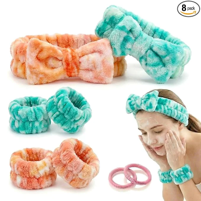 Flexible 8 Pcs Spa Headband and Wristbands Set Practical