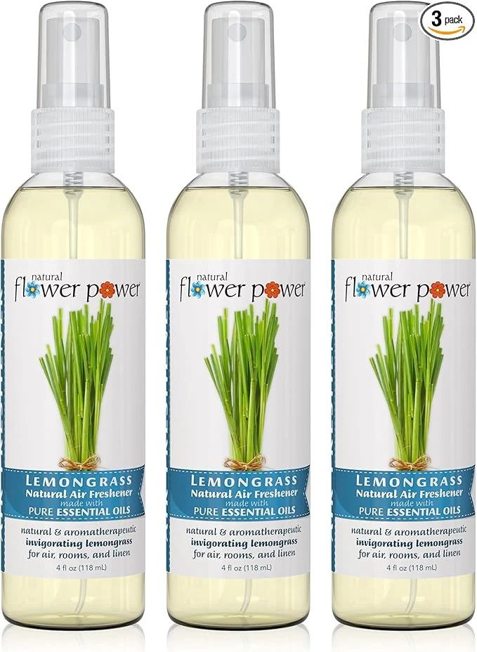 Natural Flower Power Air Freshener Spray Lemongrass 4 Fl Oz Pack of 3 Minimalist