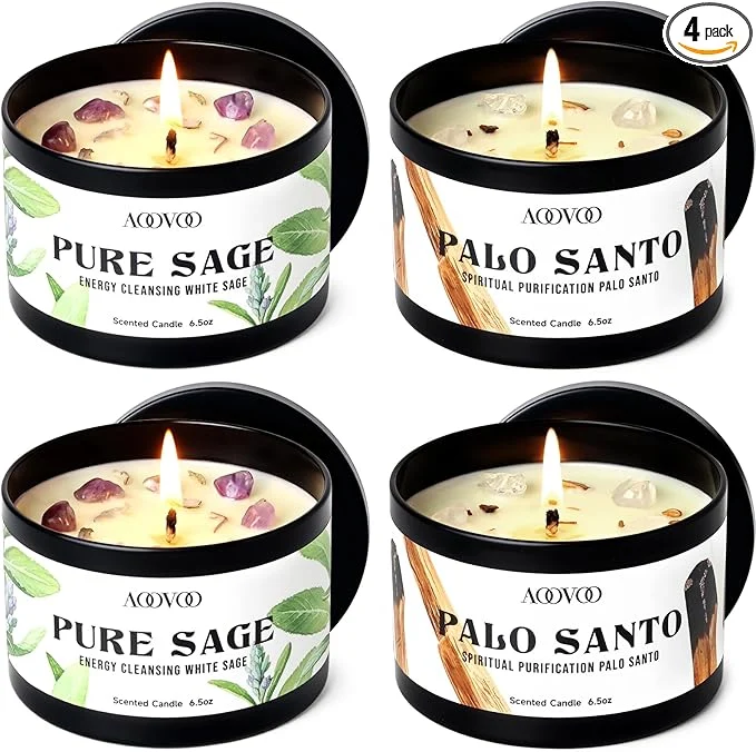Quality AOOVOO 4 Pack Sage Candles Premium