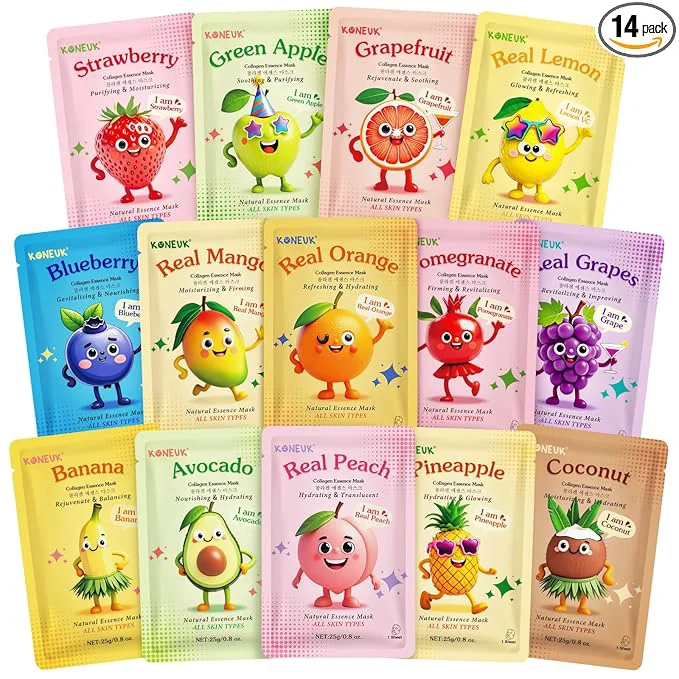 Specialty 14 Pack Fruit Face Masks Skincare Powerful